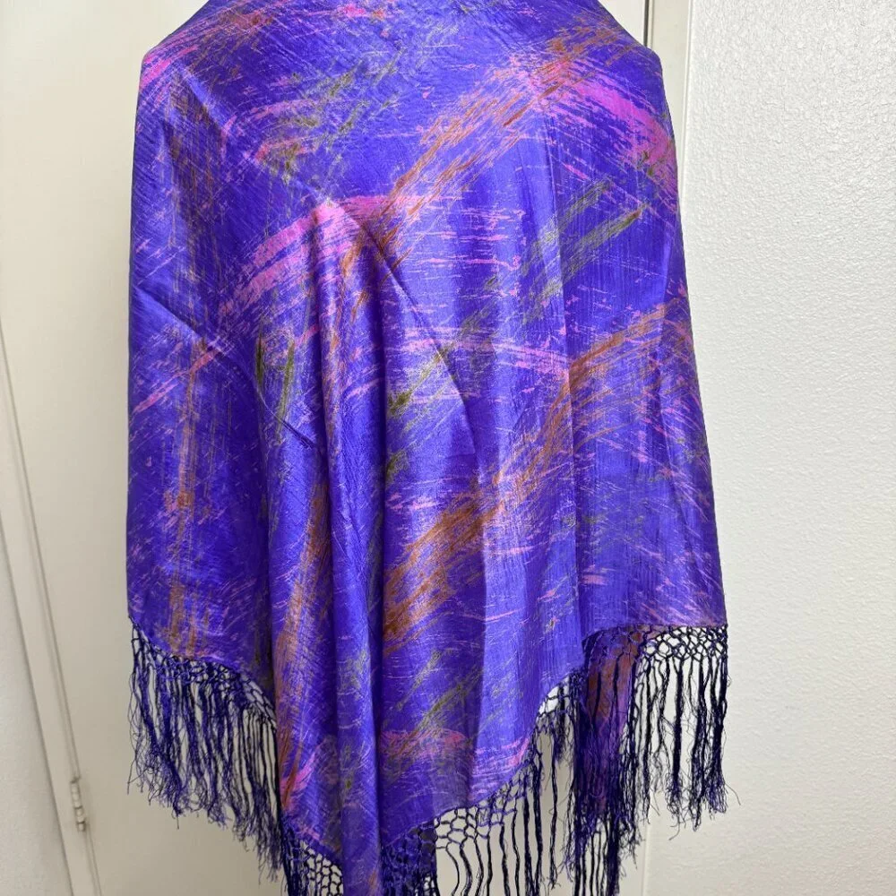Large Purple Pure Silk Fringe